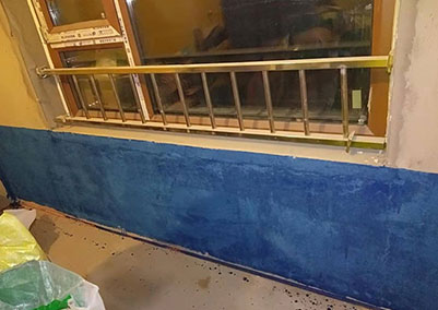 匯宏悅瀾灣二期D4號樓一樓防水層施工現場